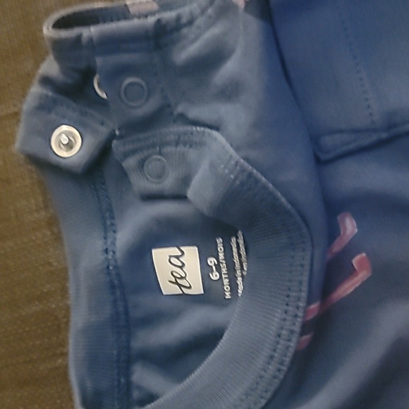 Sz 6-9 months Tea Collection Blue Flamingo Romper - Picture 2 of 4